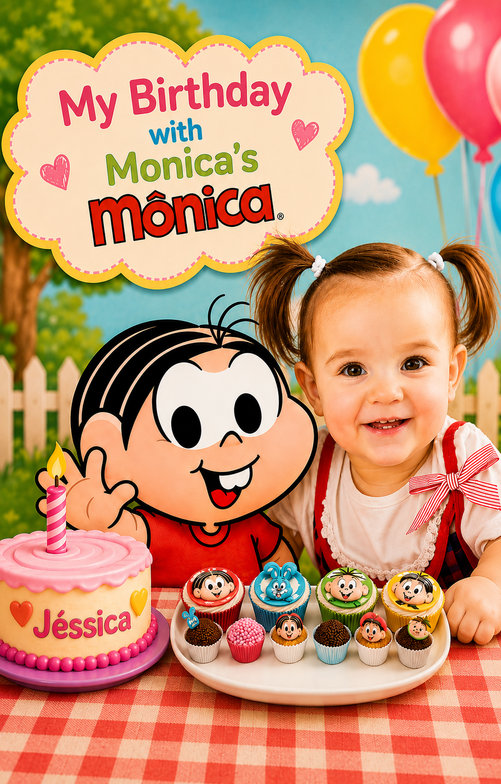 Ilustración cumpleaños de Jéssica con Mónica