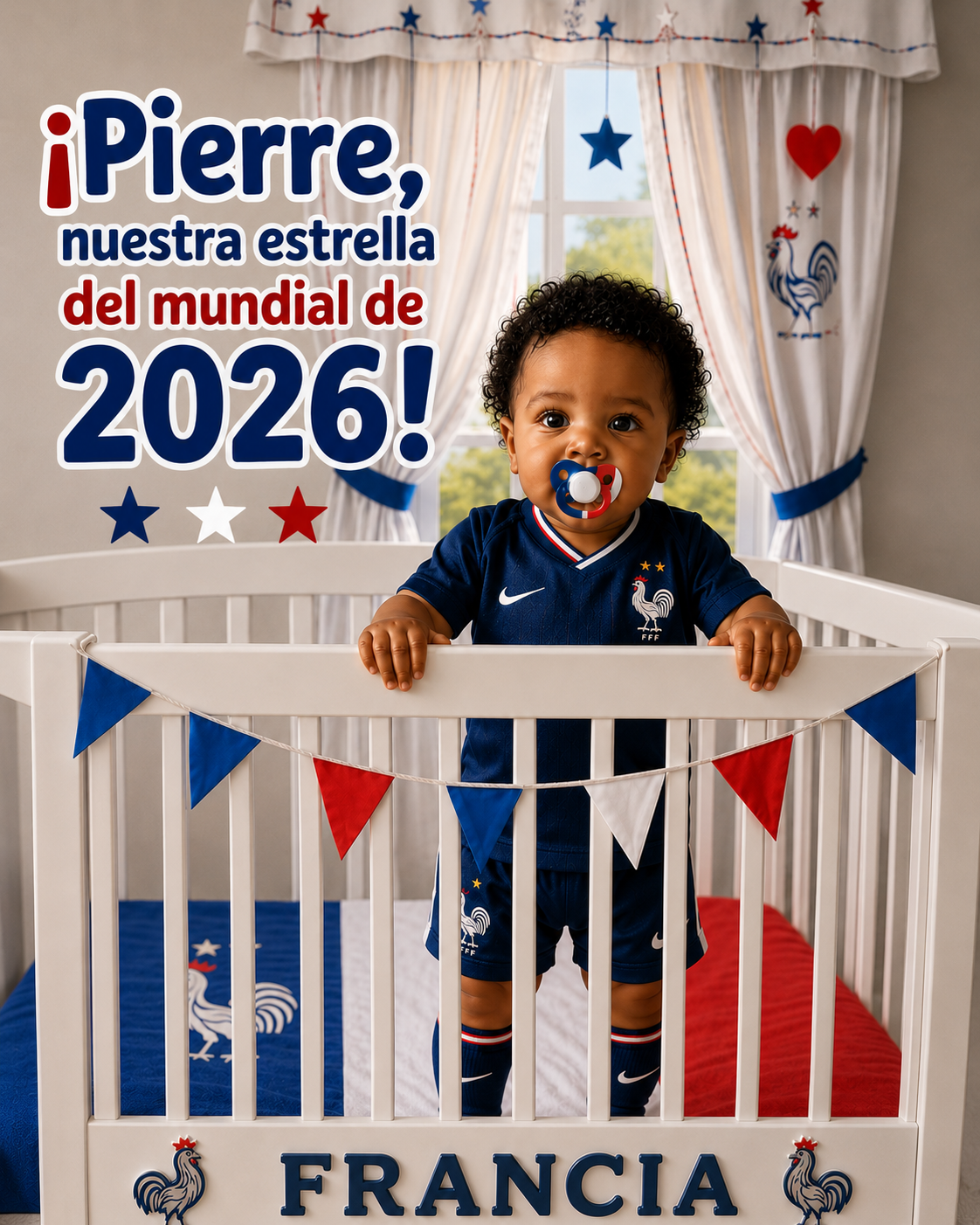 Ilustración del bebé Pierre, estrella del Mundial 2026