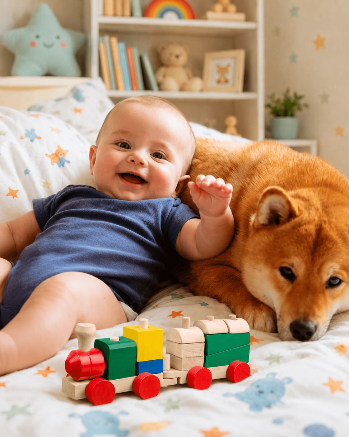 Foto original del bebé con su perro