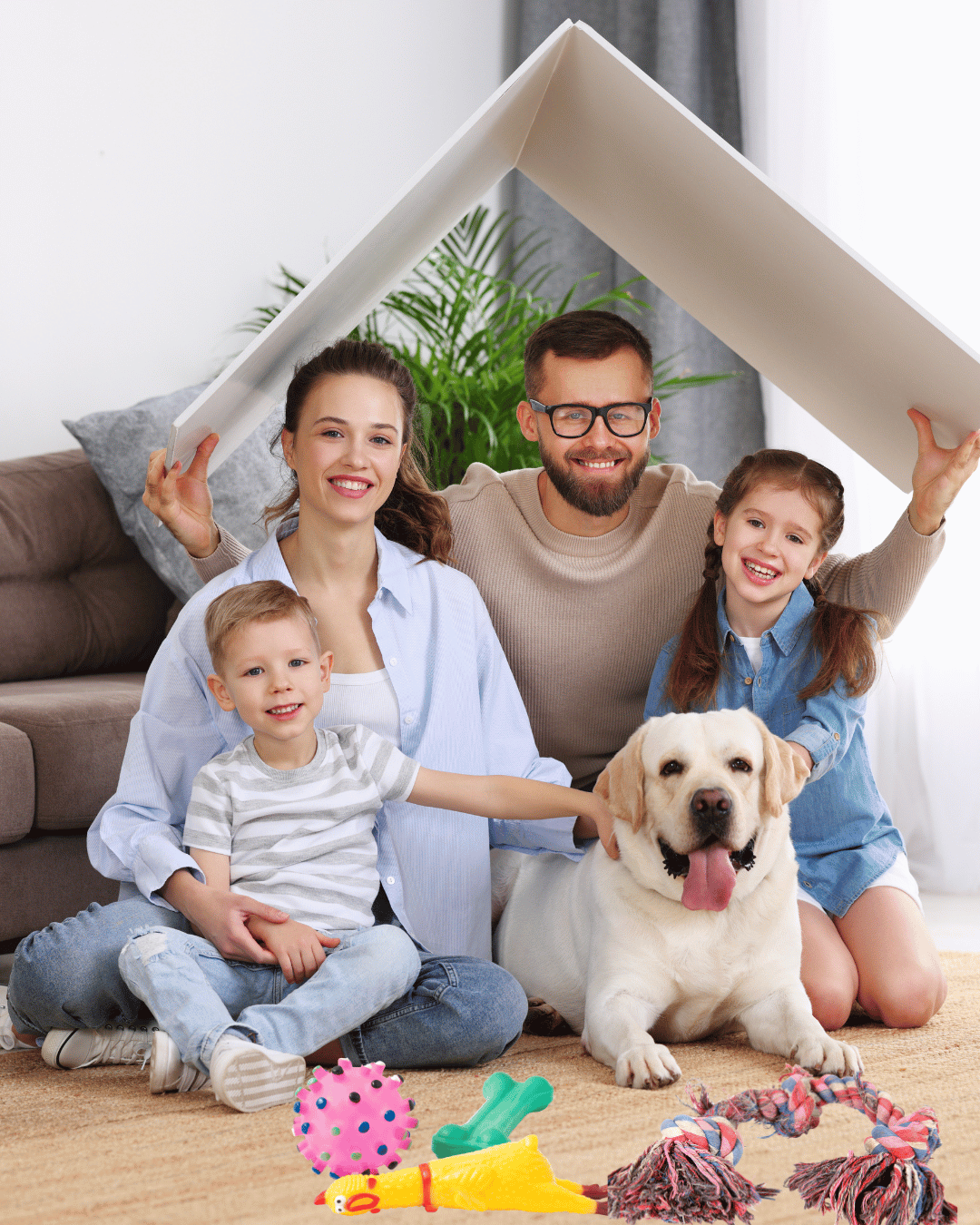 Foto original de la familia con su perro